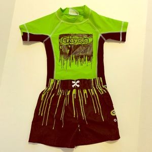 New Crayola boys swimsuit, green and black, 2T